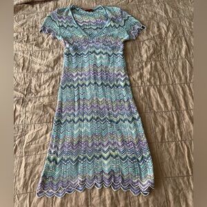 Vintage Missoni crochet short sleeve dress size 42 pastel